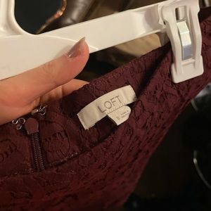 Loft burgundy lace skirt